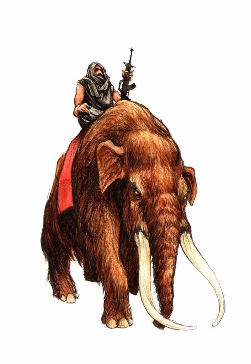 Artwork mastodont rider